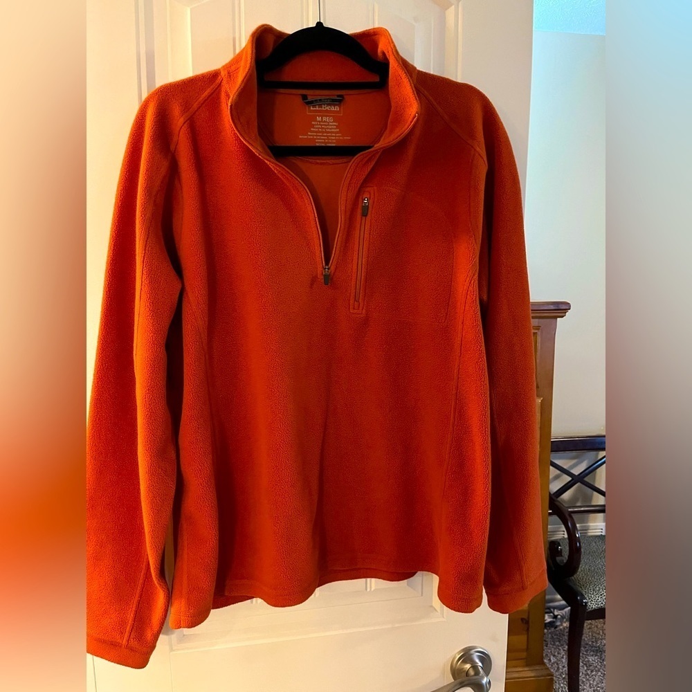 LL Bean Burnt Umber Trail Fleece, Quarter-Zip, size M